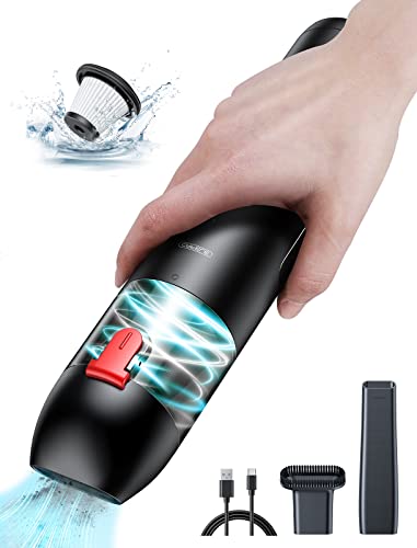 CAFELE 【Konzipiert für Autos】 Handstaubsauger Akku, 7500mAh Handstaubsauger Kabellos, EIN-klick Staubgießen Mini Staubsauger mit HEPA Filter, Bürstendüse&Fugendüse, für Auto Tierhaare Wohnmobil Cover