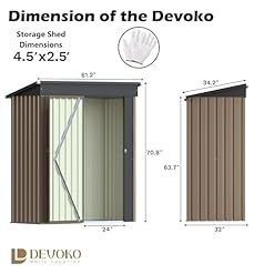 Alternative view of Devoko Outdoor Storage Shed 5 x 3 FT Lockable Metal Garden Shed Steel Anti-Corrosion Storage House with Single Lockable Door for Backyard Outdoor Patio (Brown)