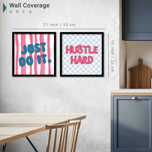 Image of HOTHOUSE Motivational quotes wall decoration items posters with frame posters for office Study room Wall Decor Digital Reprint Set of 2 (10X10 inch)
