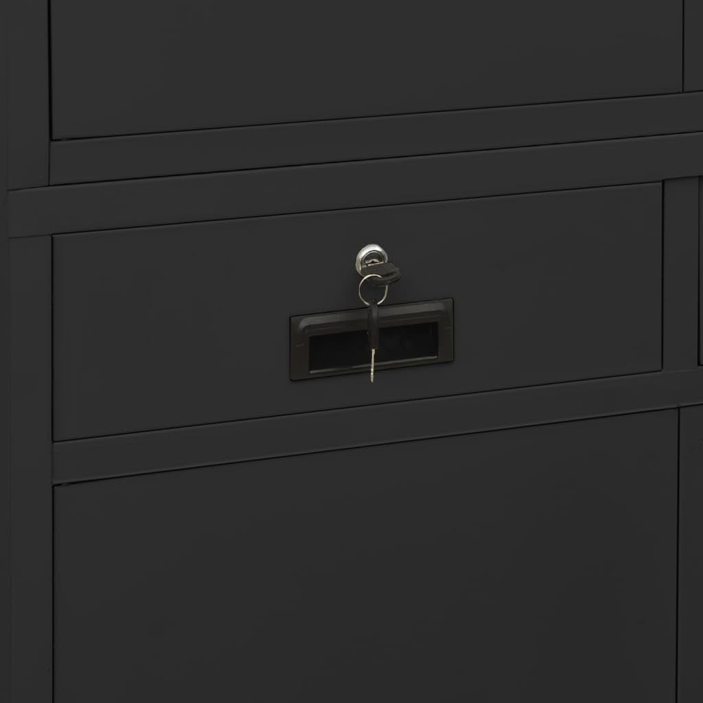 Armadio da ufficio antracite, 90 x 40 x 180 cm, in acciaio, con serratura, con 3 ripiani regolabili e 2 cassetti, per riporre documenti, ufficio e archivio