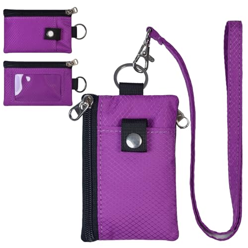 Image of CHENSPRX Minimalist RFID Blocking Small Wallet with ID Window,WaterResistant Zip Id Case Wallet with Lanyard Keychain for Cards,Cash,Travel,Women,Men