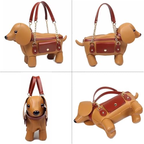 Image of Women PU Leather Unique Novelty Dog Shaped Crossbody Shoulder Bag Handbag Purse