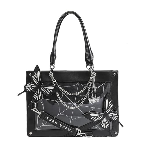 Sac à bandoulière punk gothique pour femme et fille, modèle papillon araignées Lolitas JK