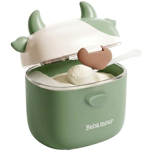 Bebamour Pots de distributeur de lait en poudre portables pour bébés Snack Container avec Scoop et niveleur,460ML,New Green