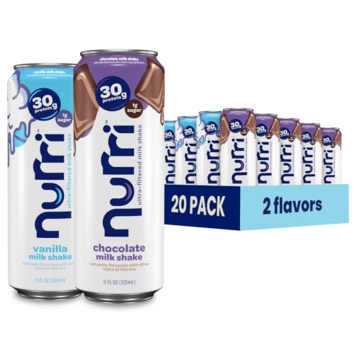 Image of Nurri - 30g Protein Ultra Filtered Milk Shake - Best Sellers Variety Pack - Lactose Free, Low Sugar, 10 Vitamins and Minerals - Breakfast Boost, Daily Macros, Post Workout - 11 fl oz, 20 Cans