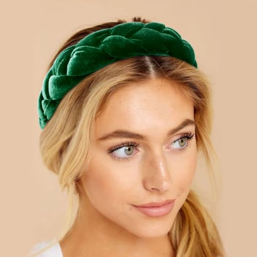Image of DRESHOW Braided Headbands for Women Velvet Hair Hoop Elastic Criss Cross Hair Bands Accessories