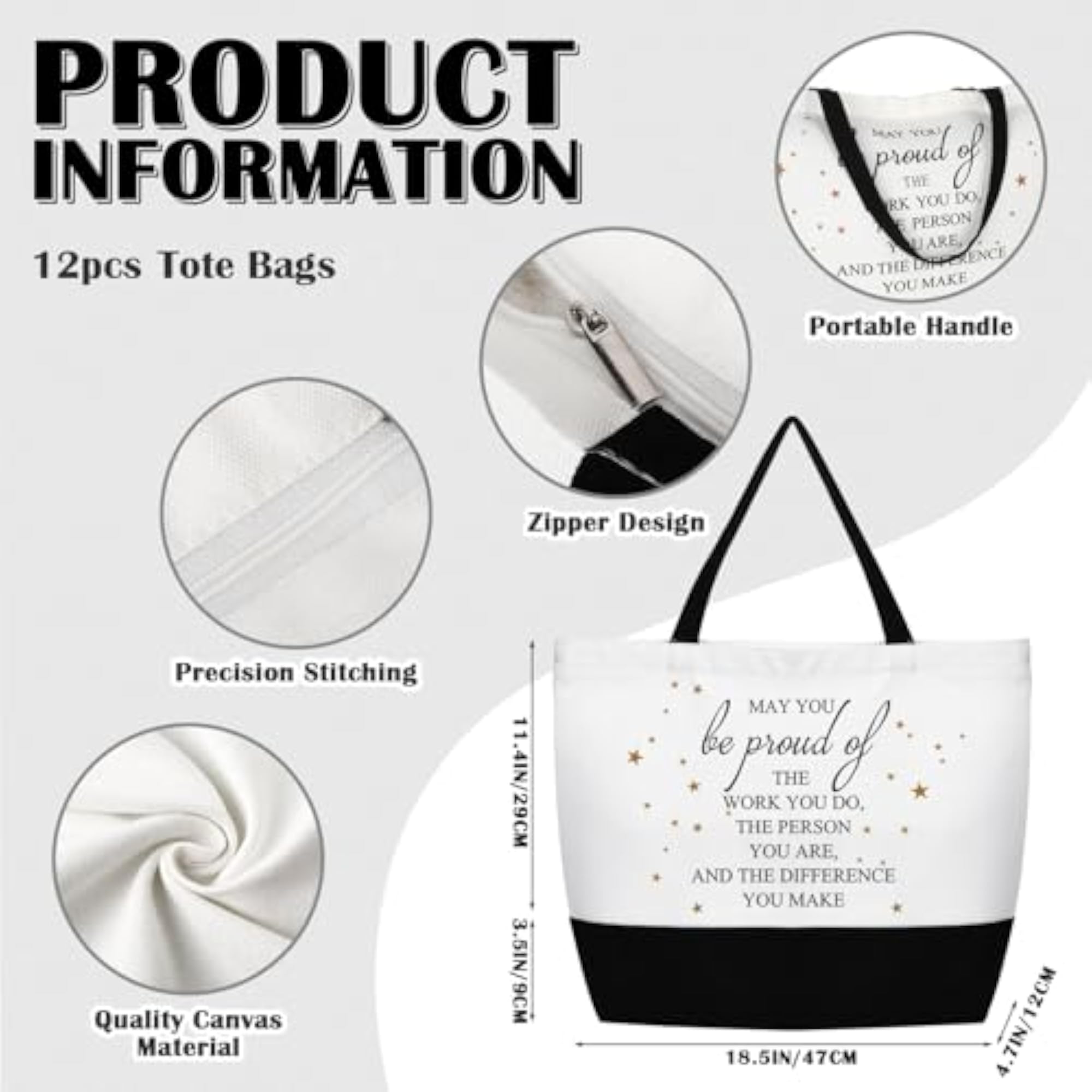 24 Pcs Tote Bags Bulk Appreciation Gifts