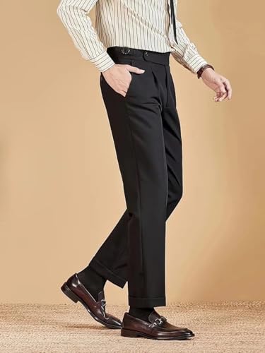Mens Dress Pants Classic Gurkha Flat Front Pant Casual Business Long Pants4