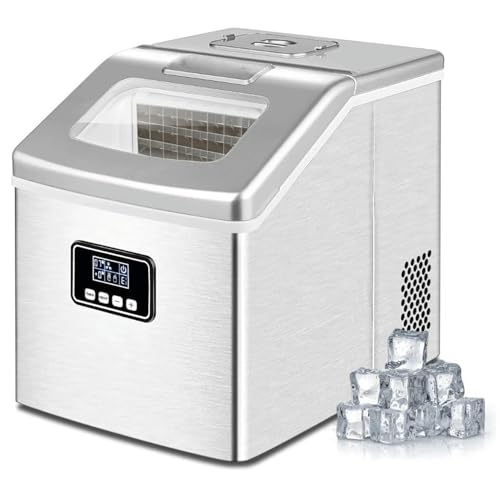 Máquina fabricadora de hielo de mostrador, 40 lb/24 h, portátil y compacta con auto-limpieza, cuchara y canasta para hielo miniatura 1