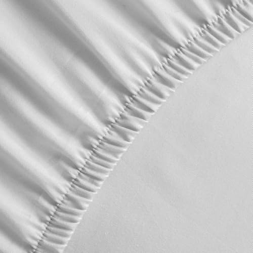 TRAMAS+ Sábana Bajera Ajustable,105x190 cm,100% algodón,Extra Suave - Cama 105, Blanco