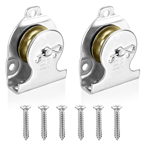 2 piezas de polea individual galvanizada bloque de rodillos fijo bloque de polea, polea de cuerda de elevación giratoria para tracción cable de acero cuerda de nailon cable grúa ejercicio de gimnasio