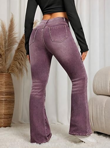 Image of Ben Martin Women's High Waist Jeans || Flared Bell Bottom Bootcut Pants || Wide Leg Stretch Denim - Perfect for Travel, Party & Everyday Use - Sizes 26-40 (2)