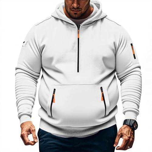 Hoodies For Men Oversized Long Sleeve Tactical Sweatshirts Big And Tall Quarter Zip Up Fleece Sweatshirt With Pockets2