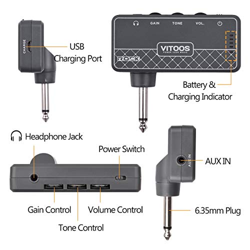 HUIOP METAL Amplificateur de casque pour guitare Prise 1/4 pouce Prise casque 3,5 mm et entrée auxiliaire avec commandes de volume de tonalité de gain Batterie rechargeable intégrée,headphone amp,ampl - Les Beatles, Paul McCartney, John Lennon, RIngo Starr, George Harrison HUIOP METAL Amplificateur de casque pour guitare Prise 1/4 pouce Prise casque 3,5 mm et entrée auxiliaire avec commandes de volume de tonalité de gain Batterie rechargeable intégrée,headphone amp,ampl – Image 6