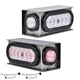 PIT66 2 Pcs Trailer Lights Steel Box with 6" Red LED Oval Tail Lights &amp; 2" Round Side Marker Lights w/Wire connectors For Trailer Truck Trailer Lights Led Kit Tow Lights