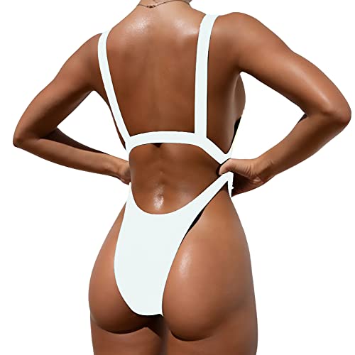 Image of Tainehs Womens Sexy One Piece Bikini Swimsuits High Cut Cheeky Swimwear Thong Bottoms Bathing Swimsuits
