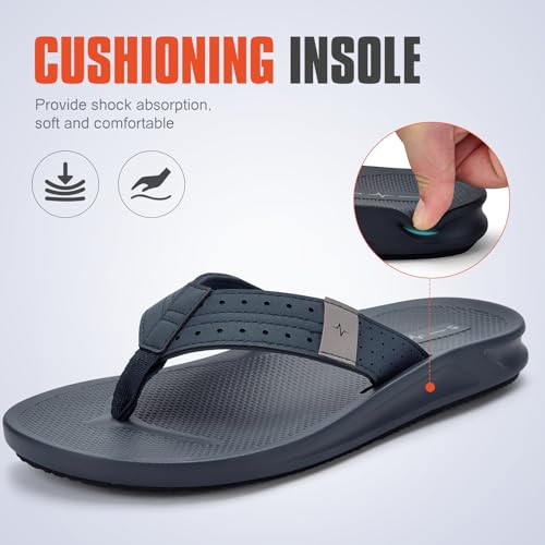 Image of Men's Ultra Soft Cushion Flip Flops with Arch Support, Quick Dry Thong Sandals for Indoor & Outdoor Comfort