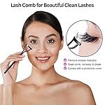 Eyelash Curlers Kit for Women w Lash Curler, Eyelash Comb Seperator, 3 in1 Mascara Brushes, Eyelash Extension Tweezers, Foldable Eyebrow Brush and Comb, 10 Silicone Refills Pads - Image 5