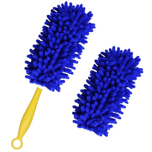 Image of Reusable Duster Refills Compatible with Swiffer Handle, Bafezoze Washable Duster Pads 2 Pack Blue (Handle Not Included)