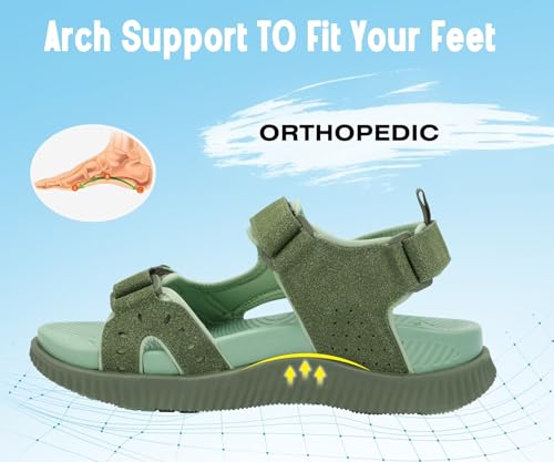 Image of KuaiLu Mens Hiking Sandals With Arch Support Sport Recovery Athletic Walking Sandals For Man Outdoor Summer Casual Thick Cushion Beach Water Fisherman Sandal Size 7-15