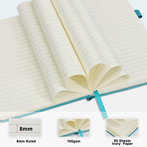 Daofary A5 Journal Notebook, Leather Ruled Notebooks 160 Pages Diary 100gsm Thick Paper Writing Hardcover Notebook with Pocket for Work Men Woman 8.4 x 5.7 in - Image 5