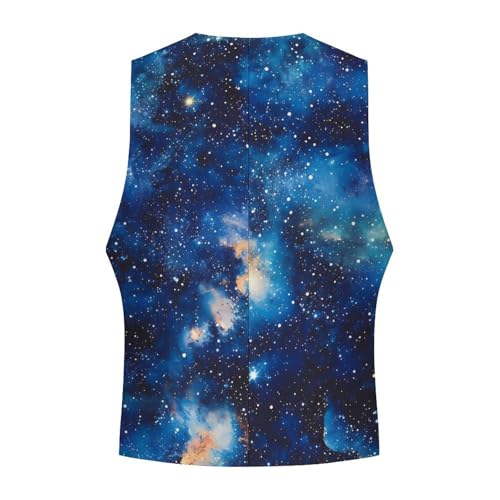 Spaces Universes Galaxy Stars Formal Suit Vest for Men with Pockets for Business Casual Dress Tuxedo Slim Fit4