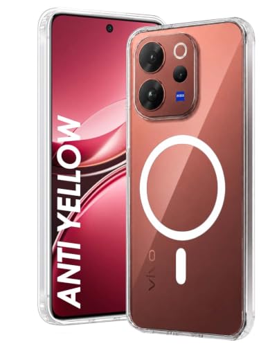 Image of DIZORO Crystal Clear Magnetic Compatible with Vivo V70 / V70 Elite Back Cover case with Anti-Yellow (Compatible with Magsafe) Anti-Scratch | Shockproof Transparent Cover