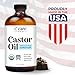 Castor Oil 100% Pure Organic Cold Pressed Unrefined Glass Bottle | USDA Certified Organic | Hexane Free Extra Virgin | For Hair Growth Eyebrows Eyelashes Skin and Castor Oil Pack Wrap