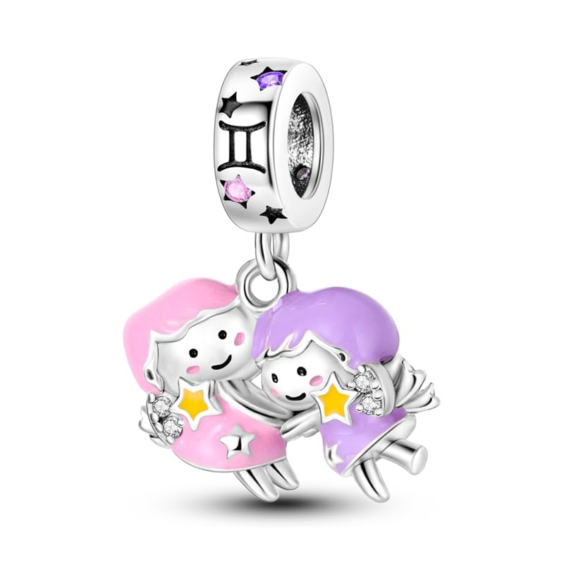 TINSLO Bead Charm Ciondolo Argento Sterling 925 con Cubic Zirconia Pendenti per Pandora Braccialetti, Compatibile con Braccialetti e Collane europei