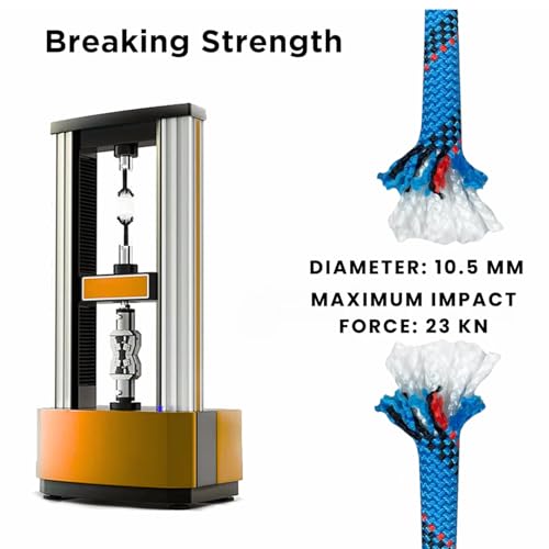 Image of White Tech Premium (10.5mm 10Mtr) Rock Climbing Static Rope Nylon 23 KN Breaking High Strength Industrial Safety Rope, Hiking Climbing Fire Escape Rappelling Mountaineering Construction