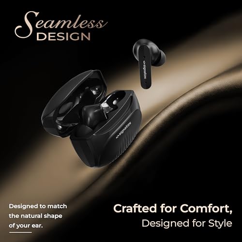 Image of True Wireless Earbuds with 45H Playtime, 10mm Deep Bass Drivers, Bluetooth 5.4, Low Latency, Ergonomic Natural Fit, and Type-C Fast Charging (Black)