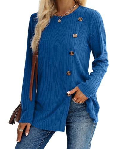 Image of XIEERDUO Long Sleeve Tops for Women Tunics Buttons Front Slit