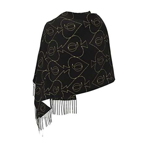 allgobee Winter Scarf For Women Shawl Cashmere Feel Golden-Queen-Of-Spades Large Oversized Scarves Wraps Cover