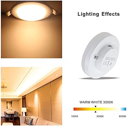 SunderTech GX53 LED Bulb, 7W LED Under Cabinet Light 560LM Replace 50W GX53 Halogen or CFL 13W Equivalent Warm White 3000K Non Dimmable (Pack of 4)