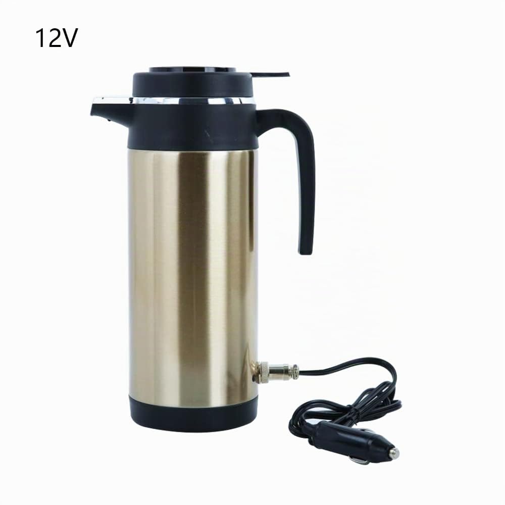 Baceyong Bouilloire de voiture allume-cigare 12 V/24 V, bouilloire portable pour voitures de voyage, tasse chauffante de voiture en acier inoxydable 304 1200 ml