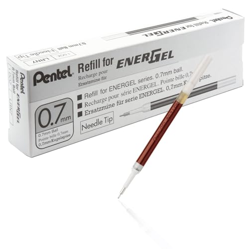 Image of Pentel Refill Ink for EnerGel 0.7mm Needle Tip Liquid Gel Pen, Pack of 12, Red Ink (LRN7-B-12)