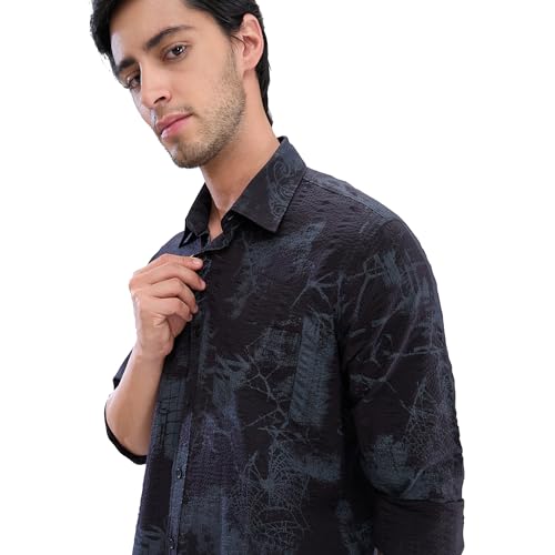Image of Spykar Men's Slim Fit N /A Full Sleeve Printed Casual Shirts