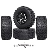 RC Wheel Set 4pcs Tires and Wheels Rims Pre-Glued SCT Tires for 1:10 RC Short Course...