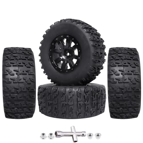 Image of RC Wheel Set 4pcs Tires and Wheels Rims Pre-Glued SCT Tires for 1:10 RC Short Course Truck Slash 4x4 2WD VKAR 10SC HPI Losi SCT Redcat Blackout SC (Style A)