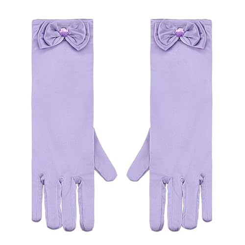 Girls Birthday Party Gloves for Kids Halloween Outfits for Toddler Girl Cosplay Costumes for Tea Party Gloves with Bow Charms