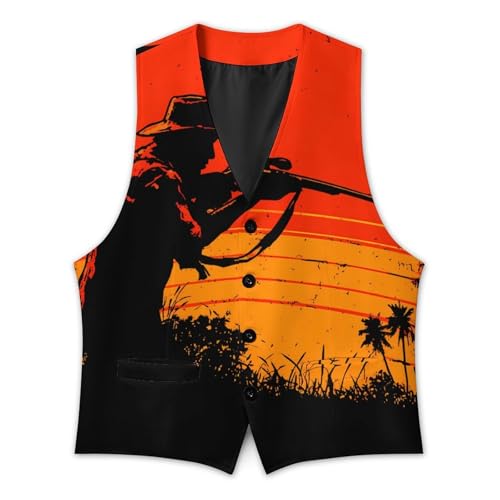 Funny Hunting Deer Hunter Men's Suit Vest Slim Fit Business Dress Party Pattern Waistcoat Vest Top3