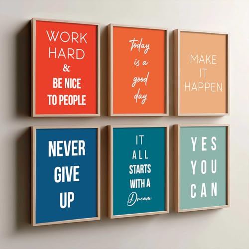 Image of kotart Motivational Quote | Poster with glass frames, wall for hanging, Home decor paintings living room, bed Set of 6 Multicolo (14X20 Inch, I)