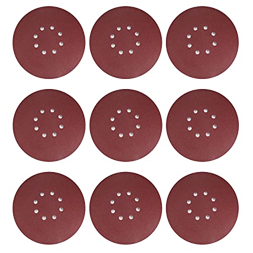 Utoolmart サンドペーパー ディスクペーパー ダブルアクション マジック ペーパー 研磨 やすり サンダー サンディングディスク 8穴あき #100 電動サンダー用 サンディングパット 木工用 ランダムアクションサンダー用 サンディング 研磨 サンダー用紙やすり丸型 9寸 225mm 金属表面の錆取り 研磨工木工生地研磨用 10pcs