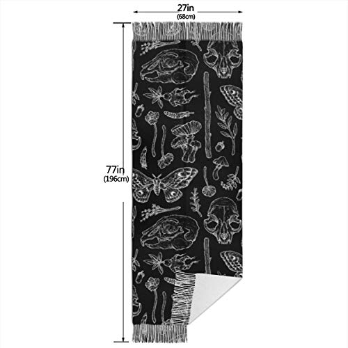 Extra Large Soft Warm Butterfly Skull Head Mushroom Leaf Specimen Cashmere Blanket Scarf For Women Lady Luxury Elegant Tassel Pashmina Shawl Wrap In Spring Fall Winter - 77" L X 27" W2