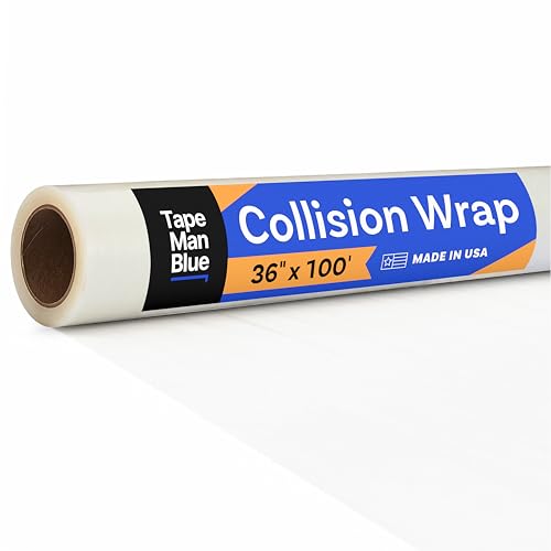 Crash Wrap 36 inch x 100 feet Clear Collision Wrap for Damaged Vehicles & Car Windows Removes Cleanly Made in America