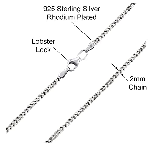 Savlano 925 Sterling Silver Rhodium Plated Solid 2MM Franco Square Box Chain Necklace for Women & Men-Made In Italy Comes with a Gift Box2