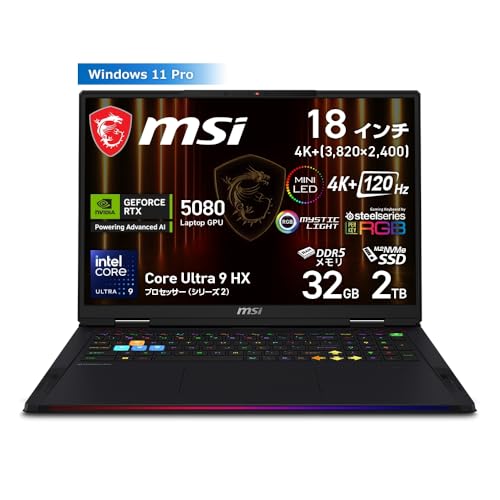 yŐVCore Ultra 9 HX & RTX5080ځzMSIQ[~Om[gPC Raider18HXAI/32GB/SSD2TB/18C` 4K 120Hz DCI-P3/CoreUltra9vZbT[285HX/RTX5080/W