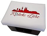 BierEx Kölsche Liebe Bierkastensitz Bierkastenhocker Bierkisten Bierkasten Sitz Sitzkissen Hocker Polster Aufsatz Sitzauflage Bank Kissen Sprüche Getränkekiste ( Städte: Skyline Köln )