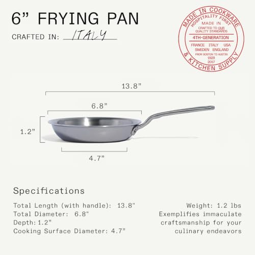 Image of Made In Cookware - 6-Inch Stainless Steel Frying Pan - 5 Ply Stainless Clad - Professional Cookware - Crafted in Italy - Induction Compatible