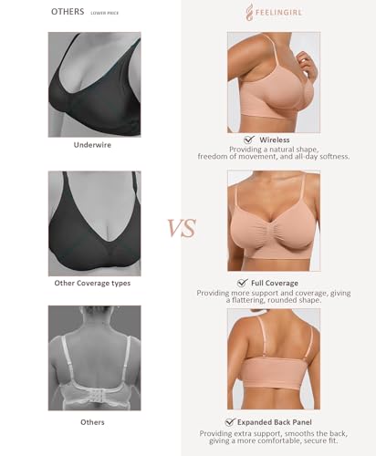 FeelinGirl Bralettes for Women with Support Comfortable Bras No Underwire Seamless Everyday Bras4